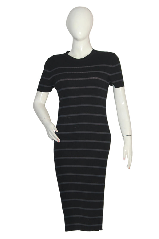 Primark Black Half Sleeve Striped Bodycon – Large