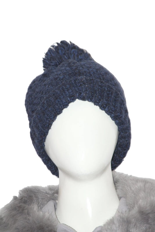 Thriftyfy Navy Blue Knitted Winter Cap