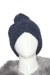 Thriftyfy Navy Blue Knitted Winter Cap