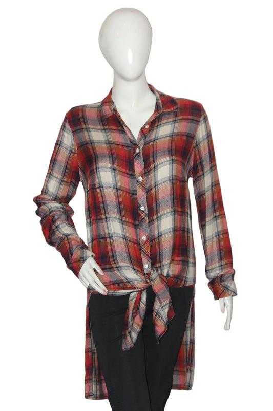 Papaya Small Orange Button-Down Long Shirt