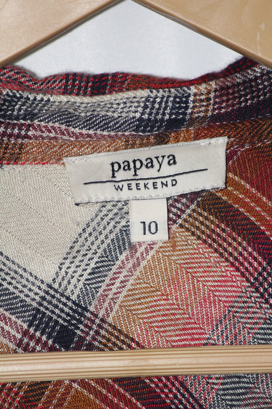 Papaya Small Orange Button-Down Long Shirt