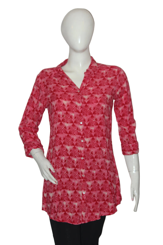 Max Small Red and White Button-Down Blouse