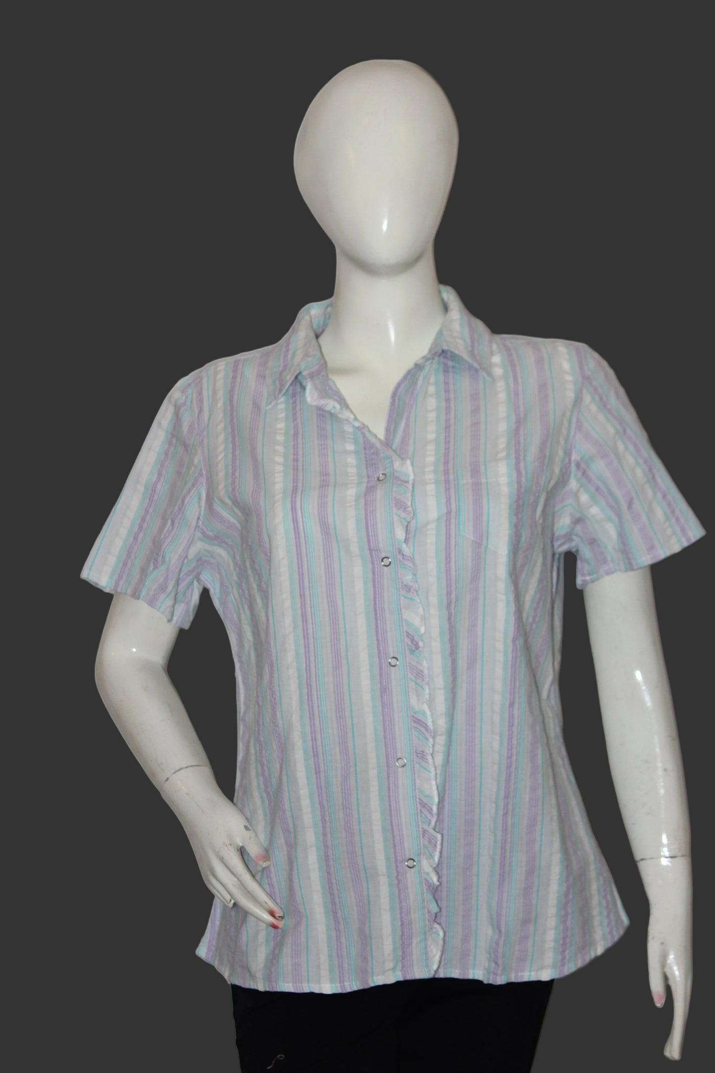 Cotton Traders Blue and White Button Down Shirt