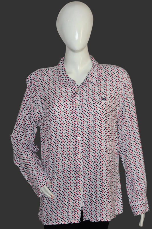 Crew Clothing Company Off-White Rayon Shirt with Dots – Small