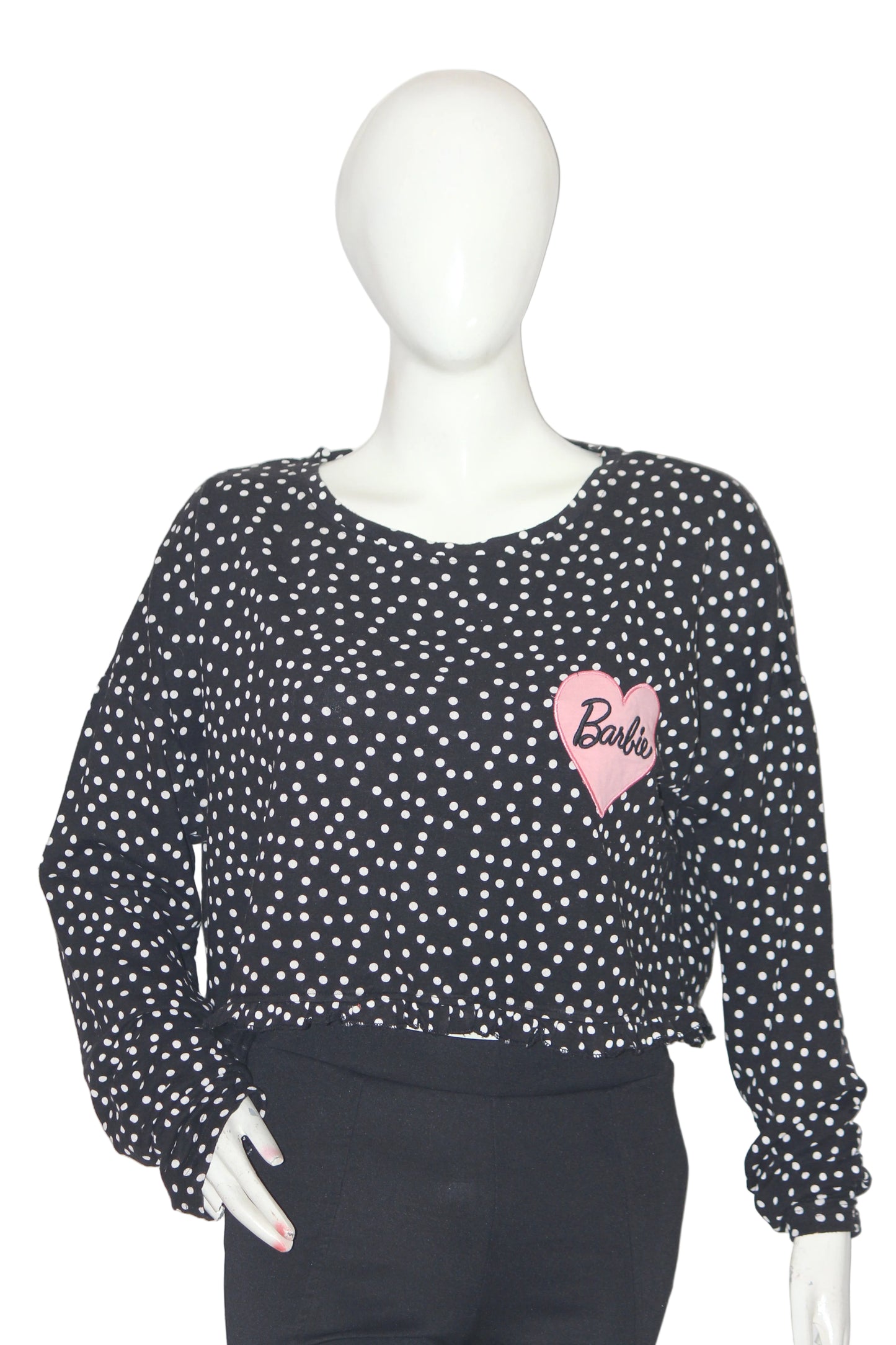 Primark Black Barbie Full Sleeve Crop Top