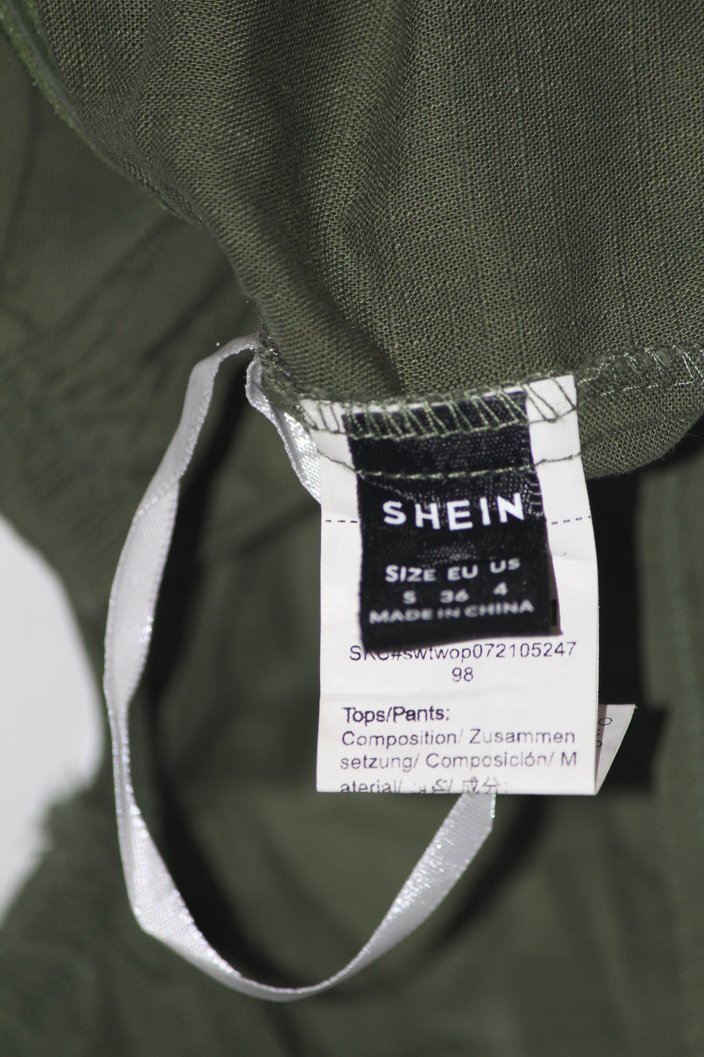 Shein Green Shoulder Cut Front Open Crop Top