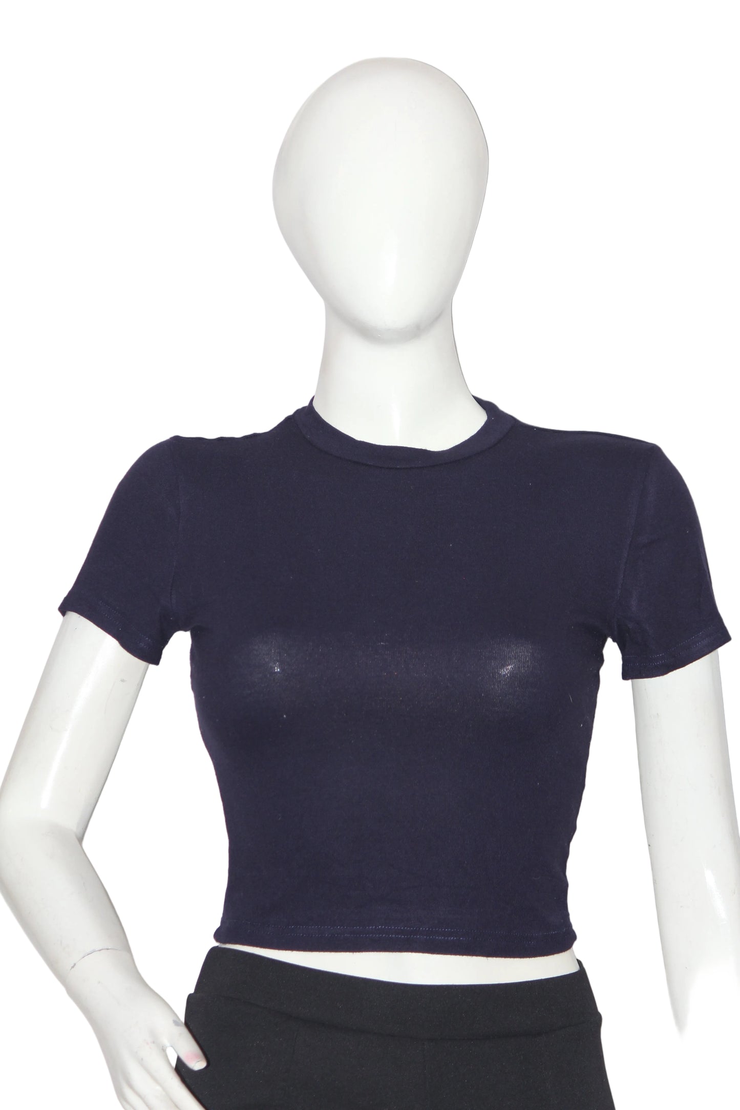 Thriftyfy Navy Blue Stretch Crop Top