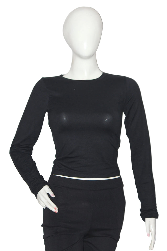 Hollister Black Full Sleeve Stretch Crop Top