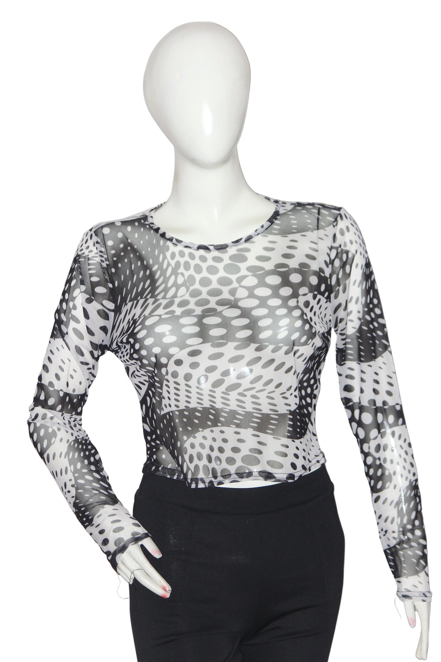 ASOS Black & White Dotted Stretch Crop Top