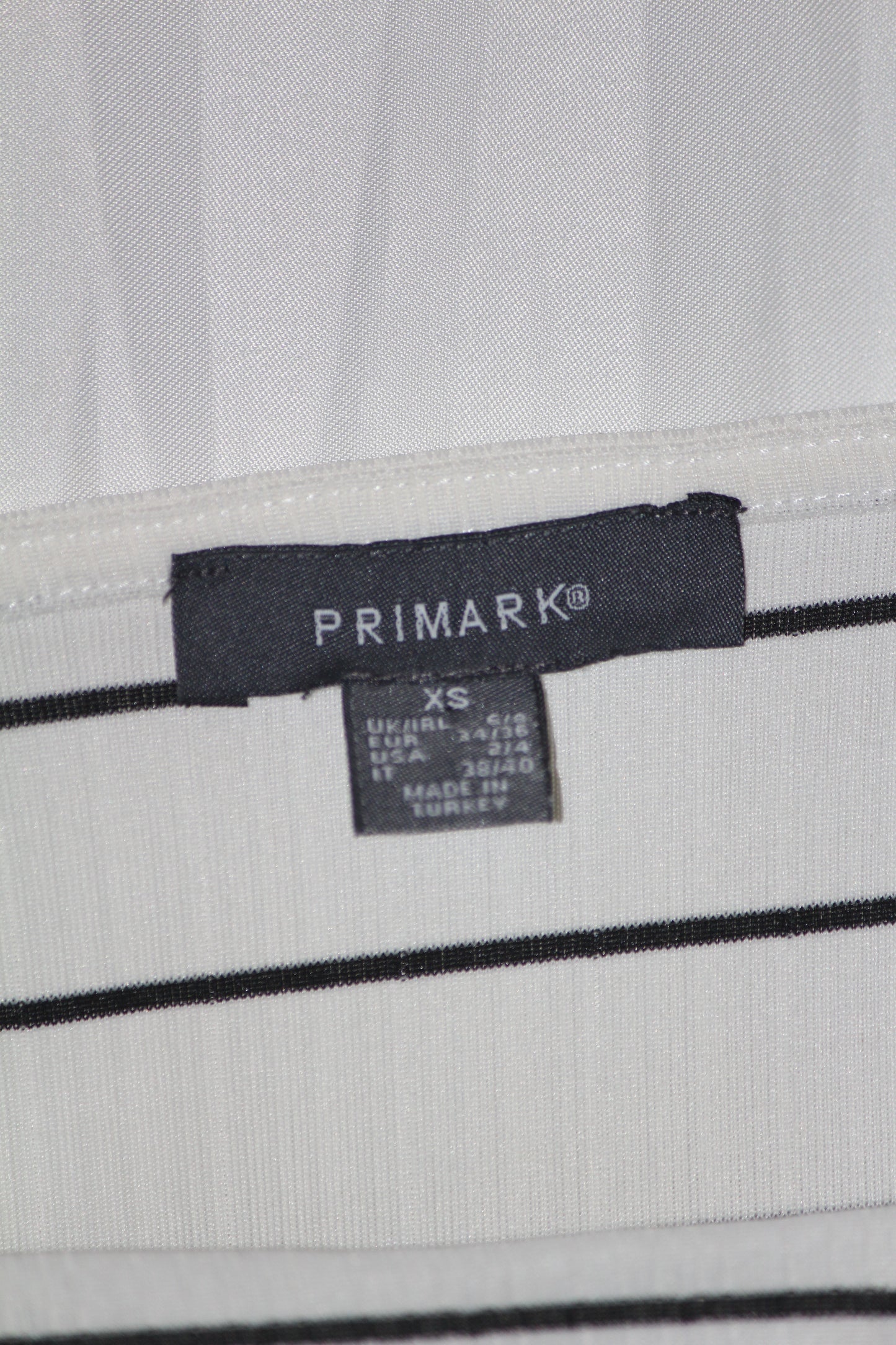 Primark White Striped Full Sleeve Stretch Crop Top