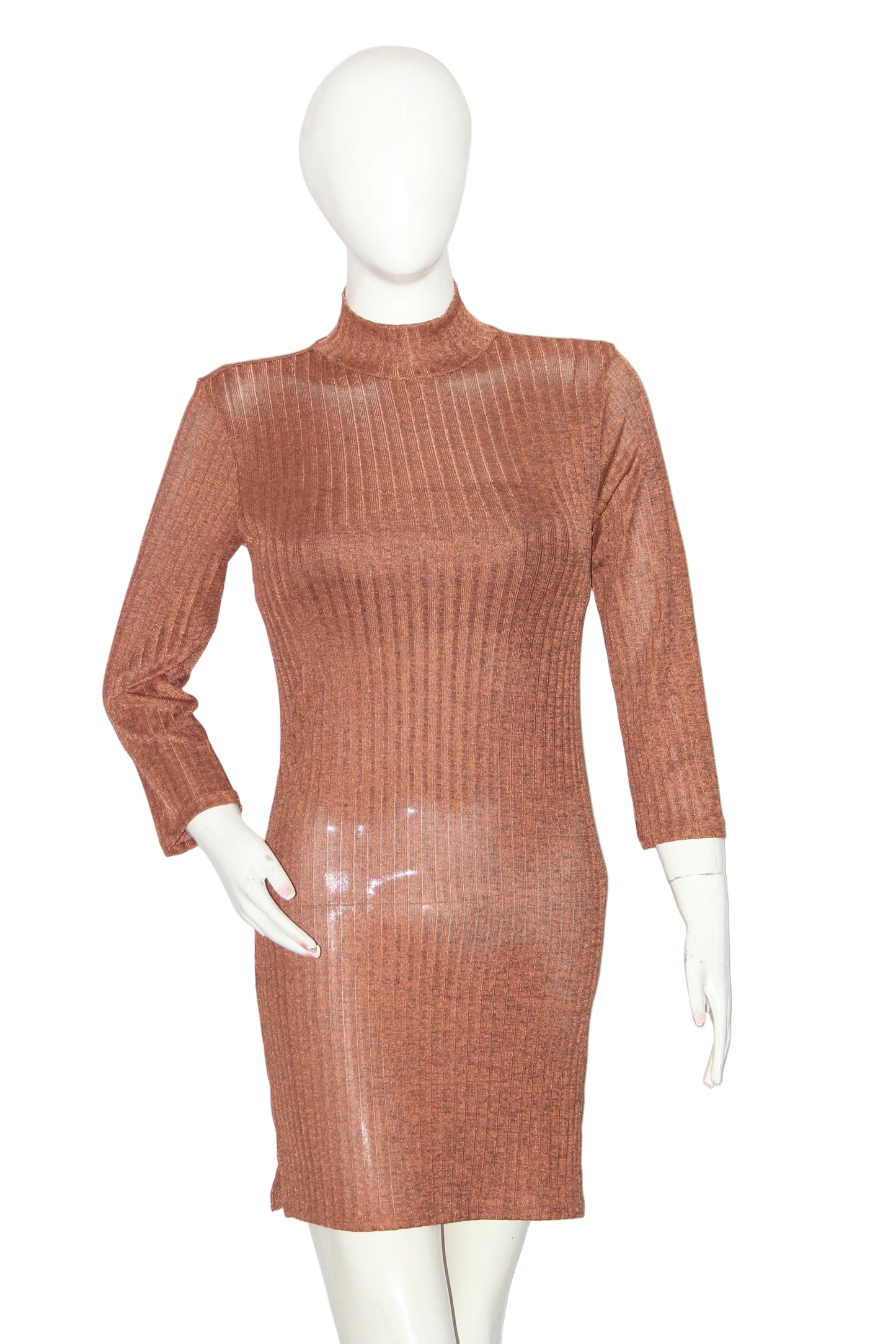 F&F Gold Shiny Stretch Bodycon Dress