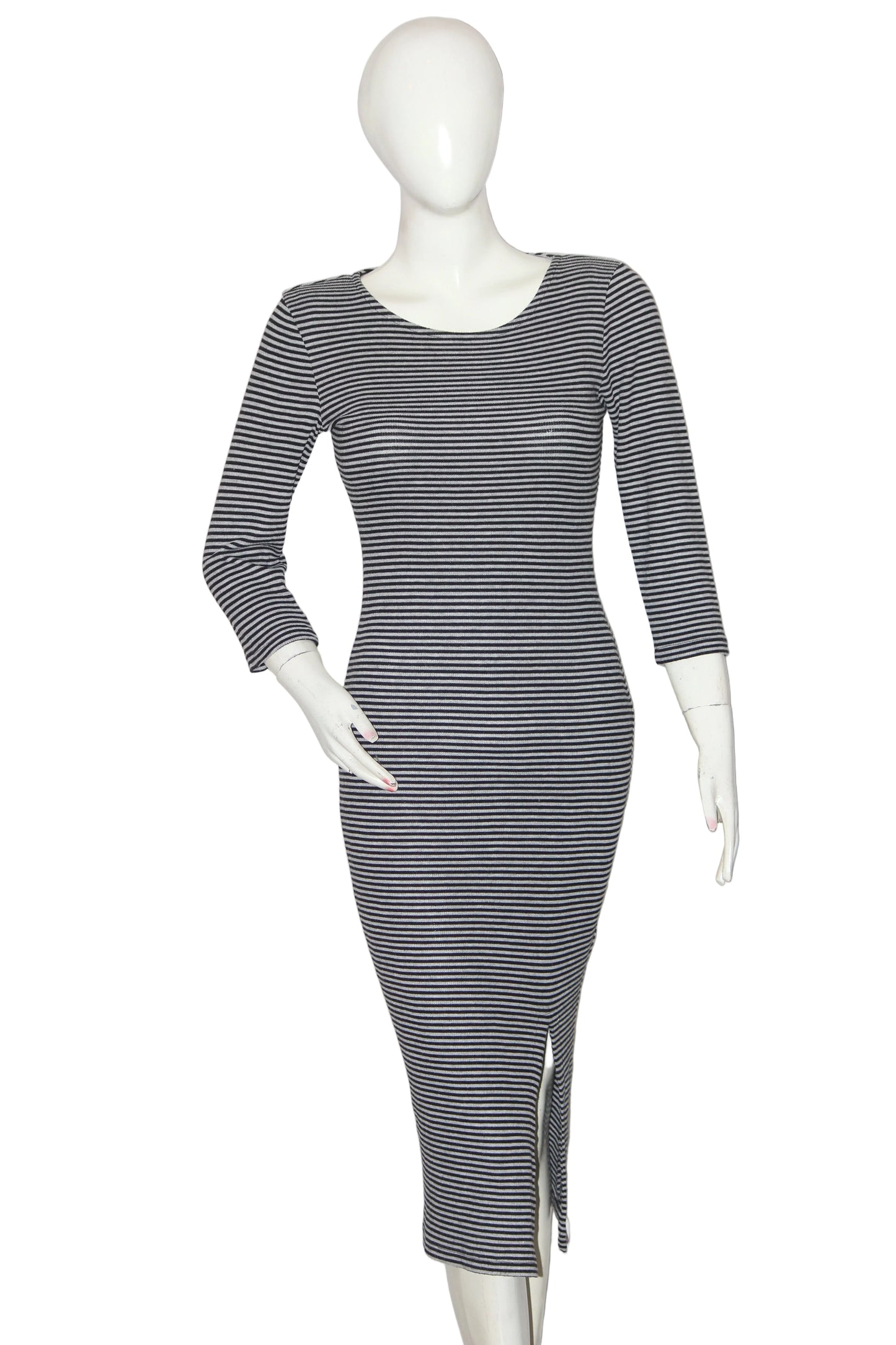 Atmosphere Grey Striped Full Sleeve Bodycon Dress
