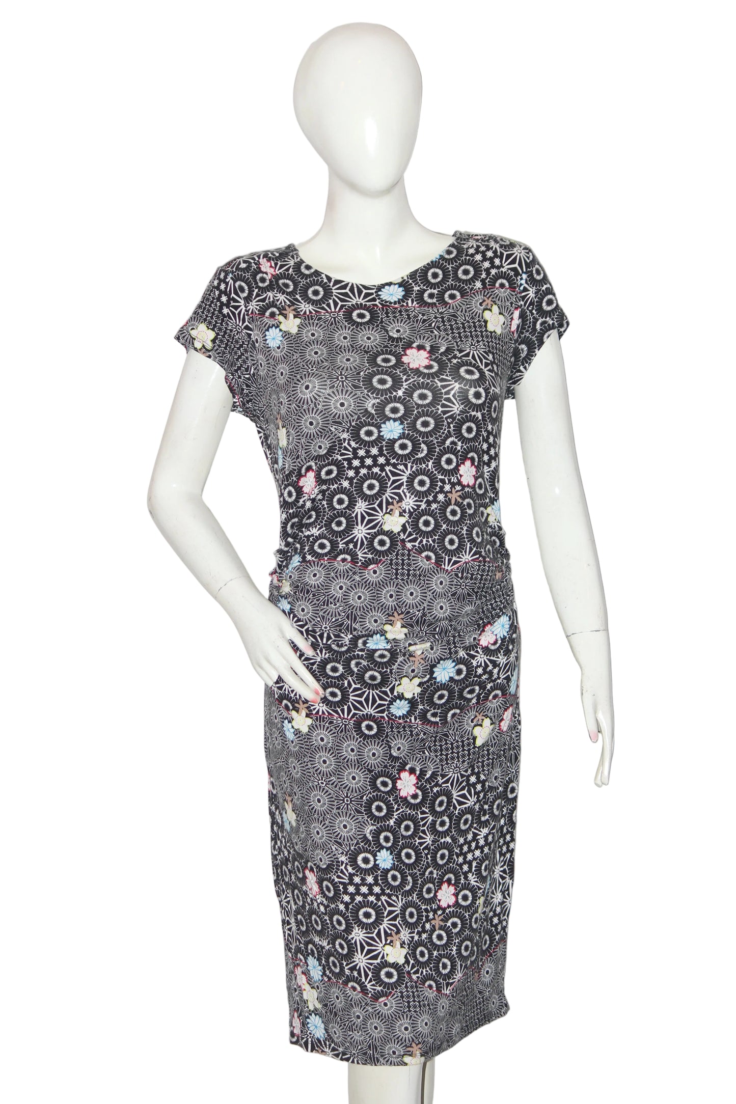 Y by Yumi Black & White Floral Stretch Bodycon Dress