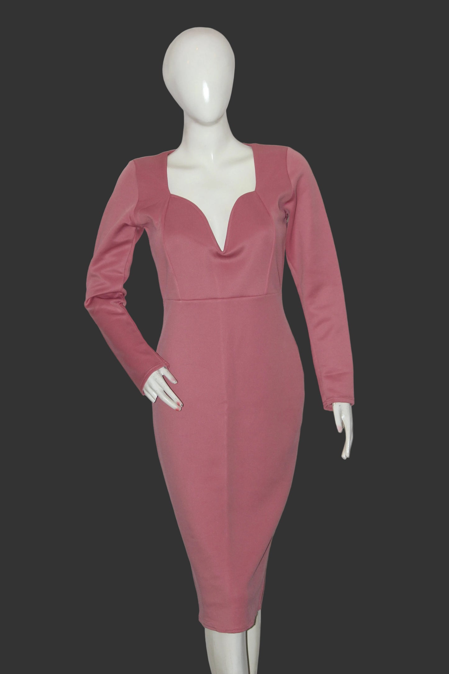 Boohoo Pink Full Sleeve Long Bodycon Dress