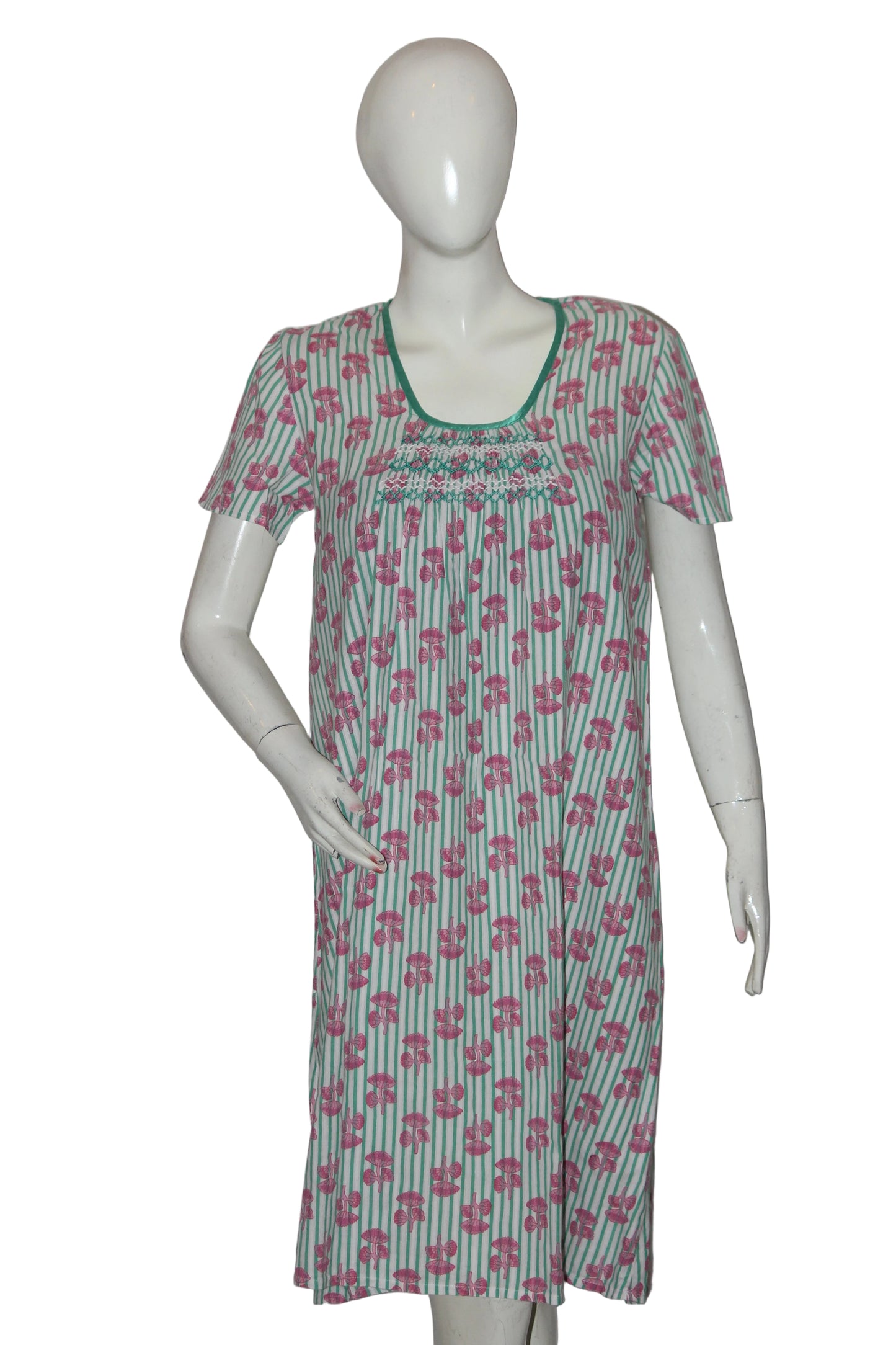 Brora White Floral Stripe Cotton Bodycon Dress