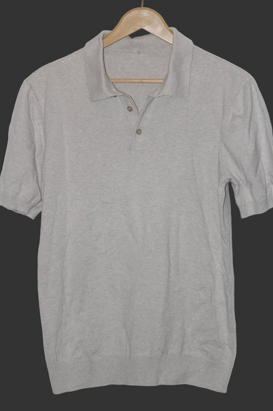 Thriftyfy Off White Half Sleeve Cotton Polo