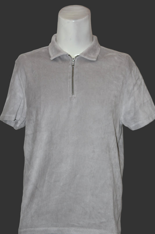 Asos White Stretchable Quarter Zip Polo T-Shirt