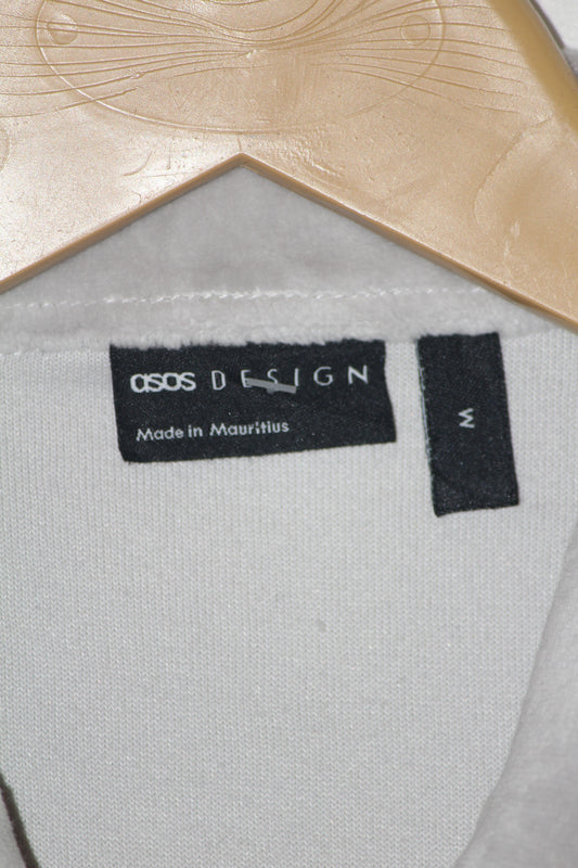 Asos White Stretchable Quarter Zip Polo T-Shirt