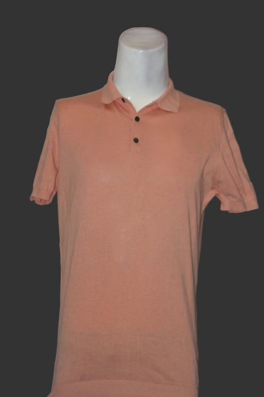 Massimo Dutti Peach Half Sleeve Cotton Polo