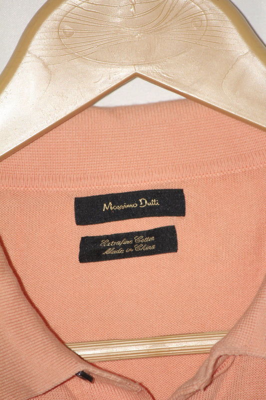 Massimo Dutti Peach Half Sleeve Cotton Polo
