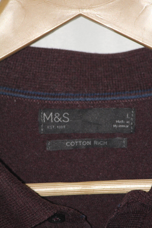 M&S Grey Half Sleeve Knitted Polo T-Shirt