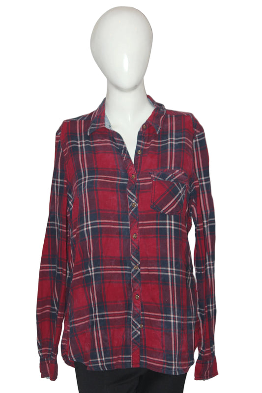 Vibrant Charm – Lindex Red Checkered Button Down Shirt