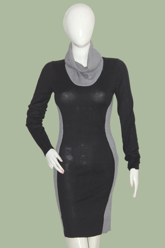 Oasis Black & Grey Full Sleeve Stretch Bodycon Dress