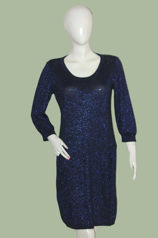 Etam Navy Blue Full Sleeve Stretch Bodycon Dress