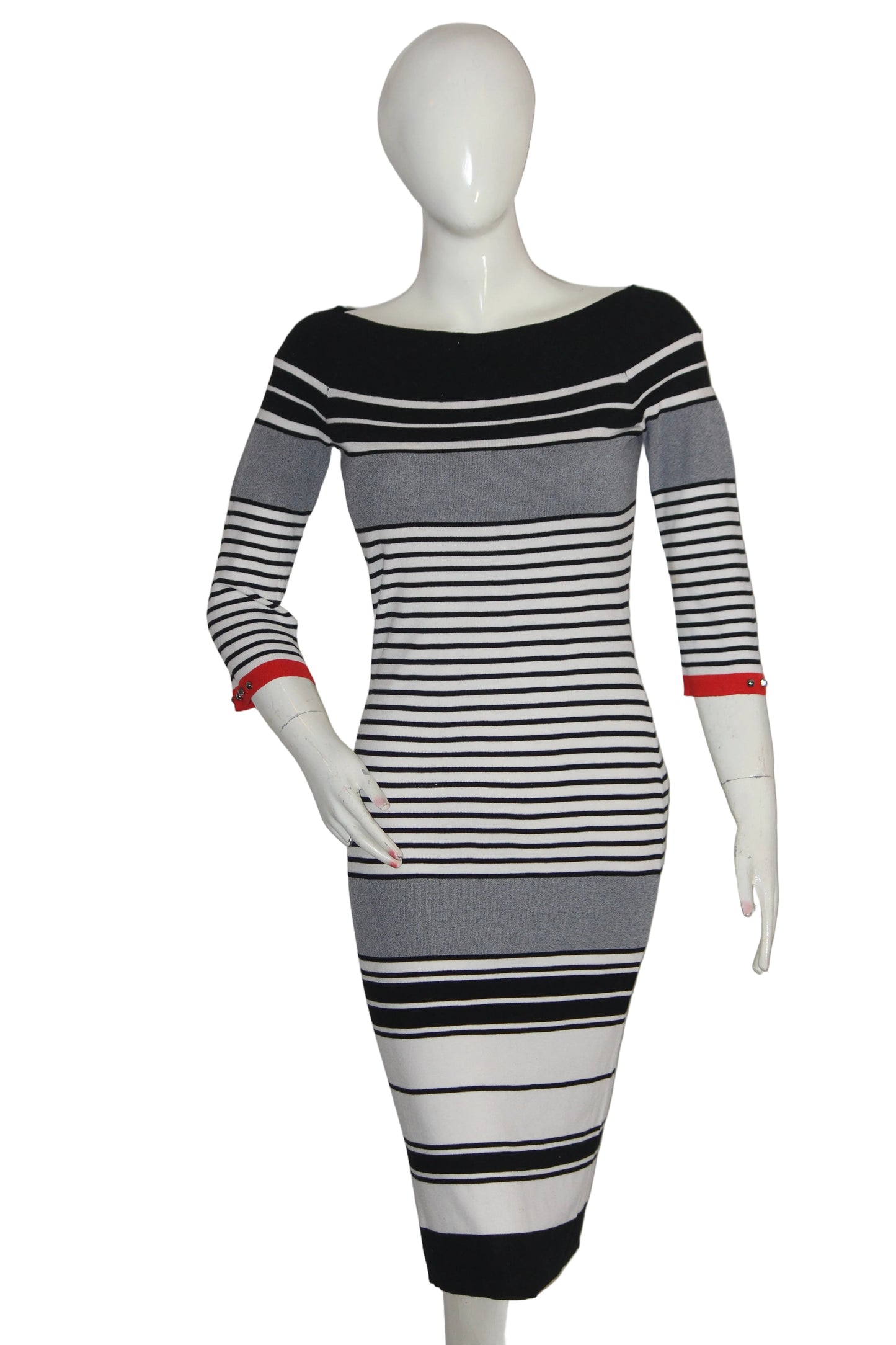 Milano Striped Full Sleeve Stretch Bodycon Dress