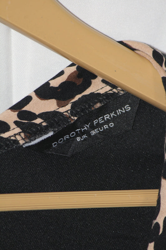 Dorothy Perkins Black Full Sleeve Cheetah Print Bodycon Dress