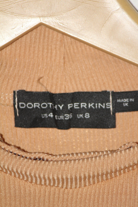 Dorothy Perkins Beige Full Sleeve Stretch Bodycon Dress