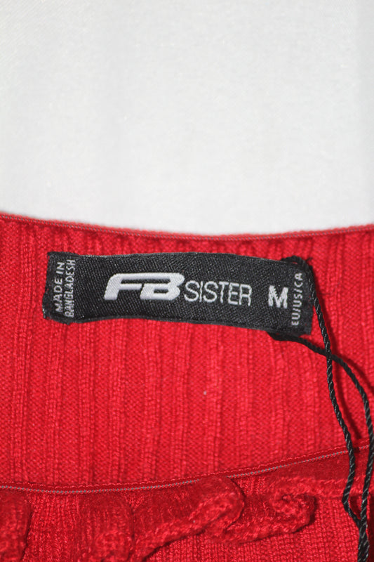 FB Sister Red Off Shoulder Stretch Bodycon Dress