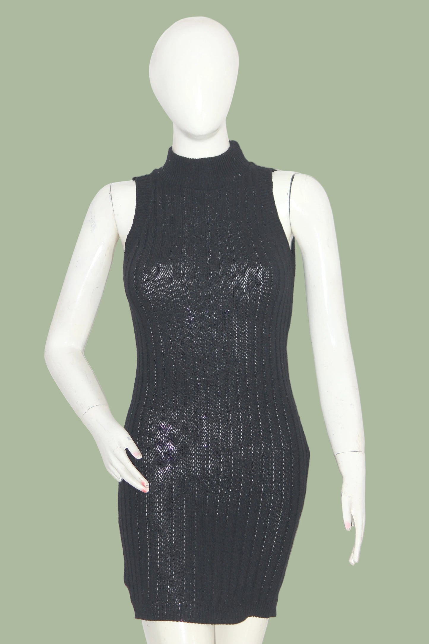 Q10 Black Sleeveless Stretch Bodycon Dress