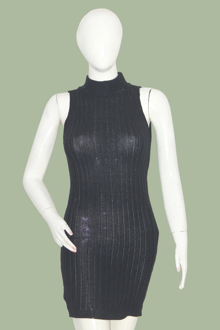 Q10 Black Sleeveless Stretch Bodycon Dress