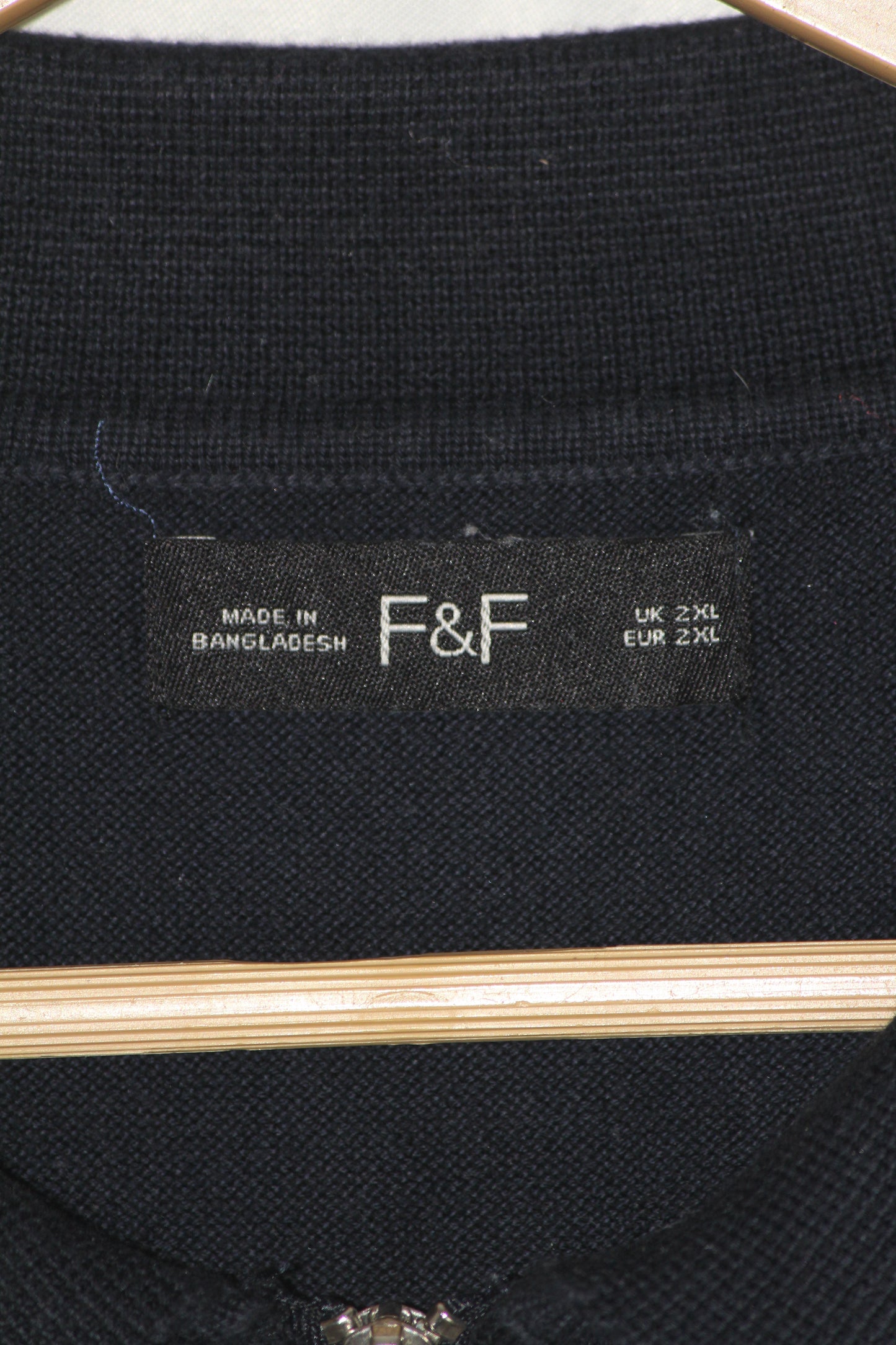 F&F Navy Blue Striped Knitted Polo T-Shirt for Men – 2XL