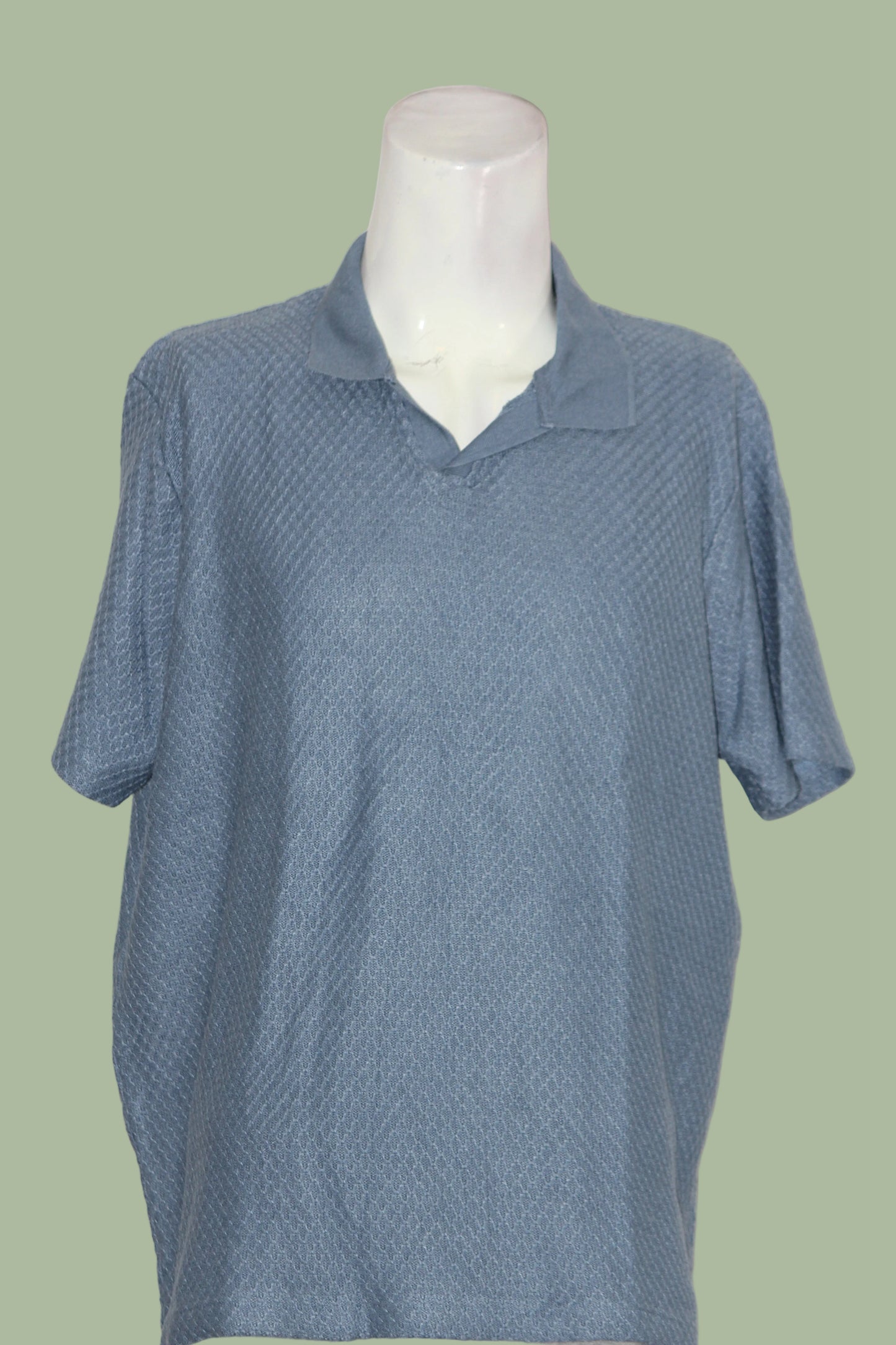 Primark Blue Knitted Stretchable Polo T-Shirt for Men – 2XL