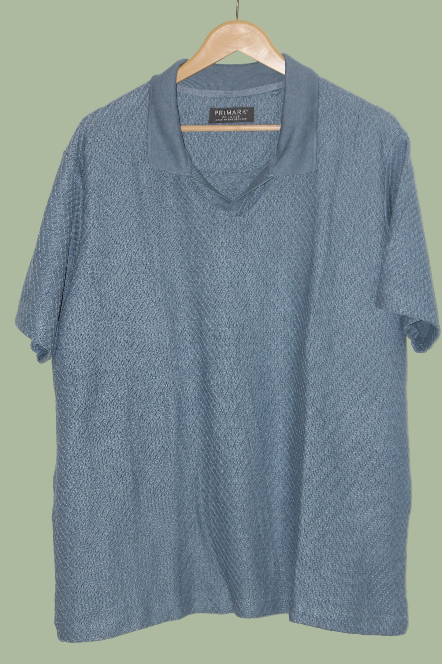 Primark Blue Knitted Stretchable Polo T-Shirt for Men – 2XL