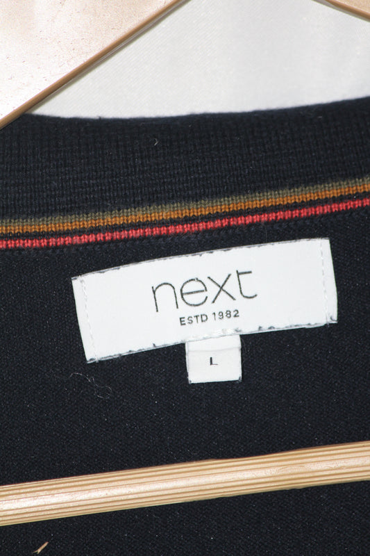 Next Navy Blue Knitted Polo T-Shirt for Men – Large