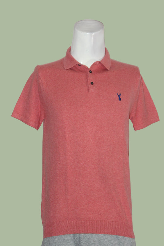 Next Pink Knitted Polo T-Shirt for Men – Medium