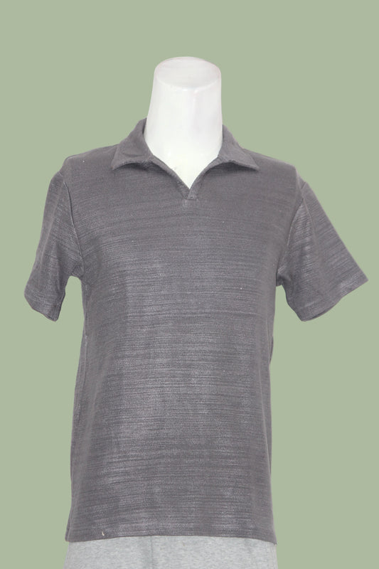 Mauvais Grey Knitted Polo T-Shirt for Men – Small