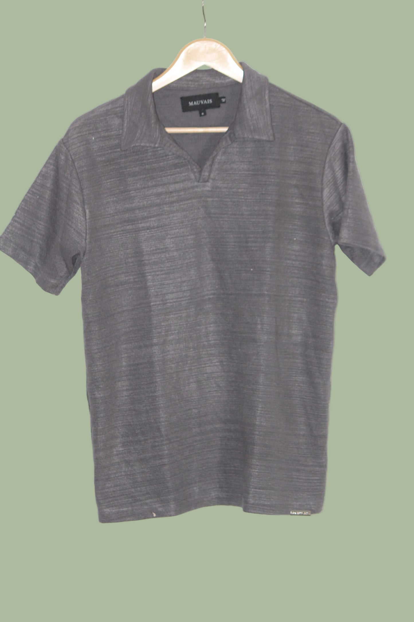 Mauvais Grey Knitted Polo T-Shirt for Men – Small