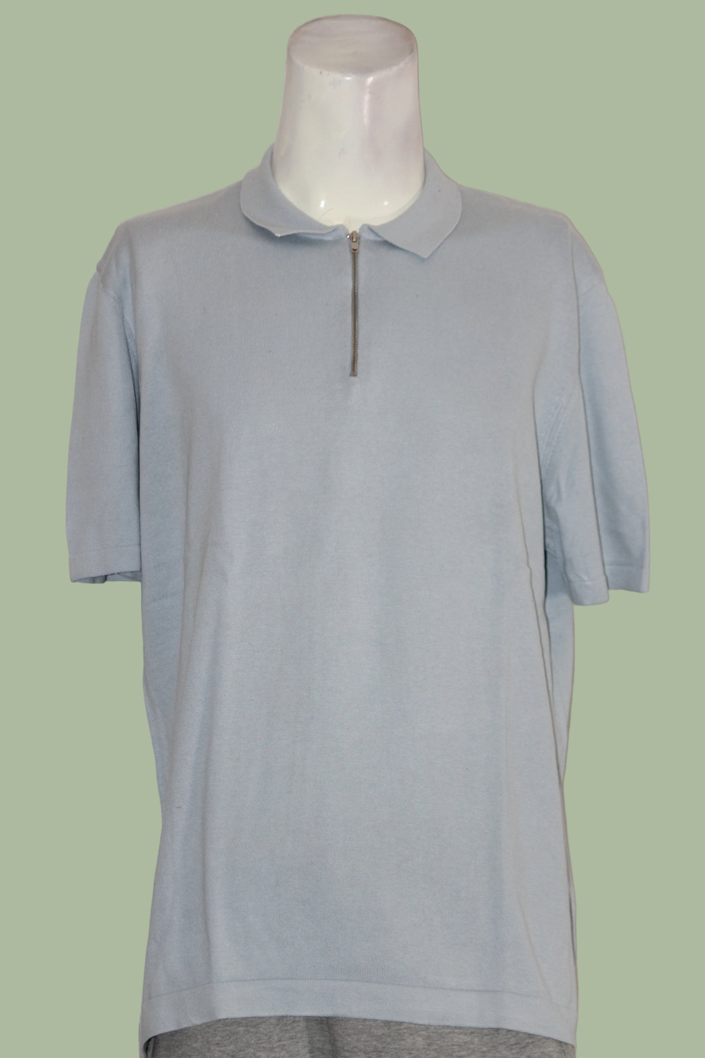 Zara Blue Zipper Knitted Polo T-Shirt for Men – XL