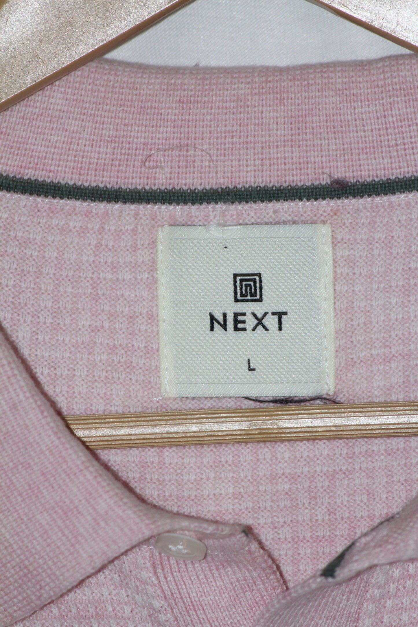 Next Pink Knitted Cotton Polo T-Shirt for Men