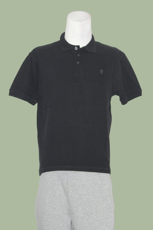 French Connection Black Cotton Knitted Polo T-Shirt for Men