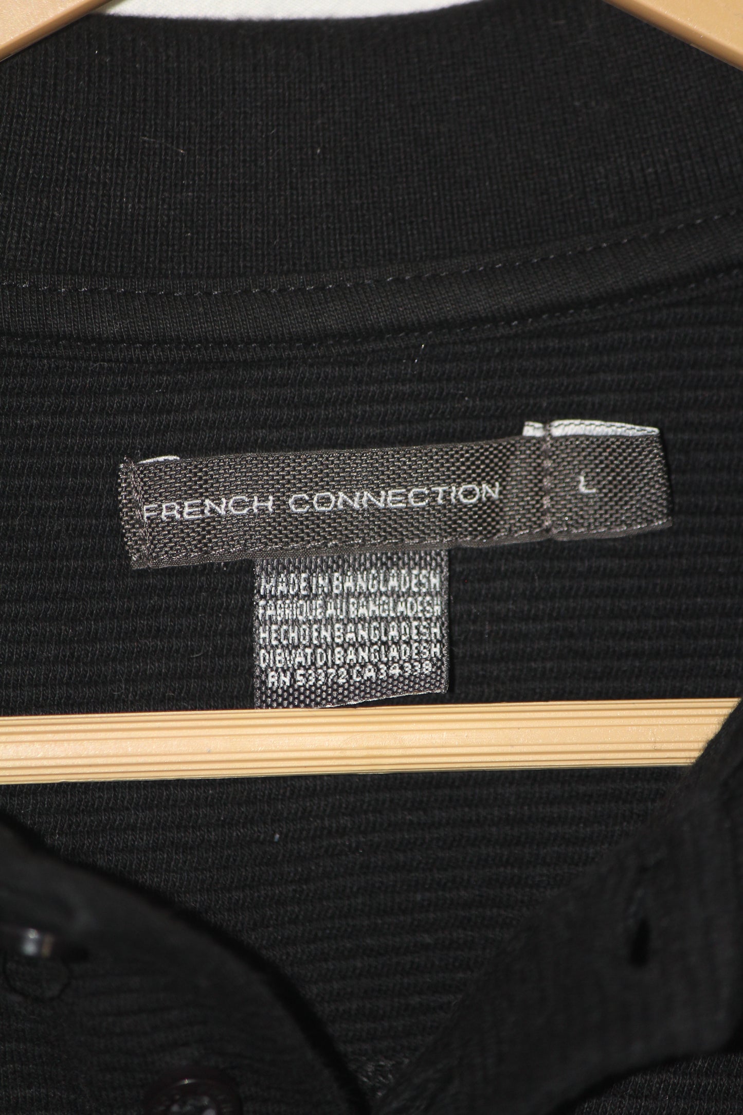 French Connection Black Cotton Knitted Polo T-Shirt for Men