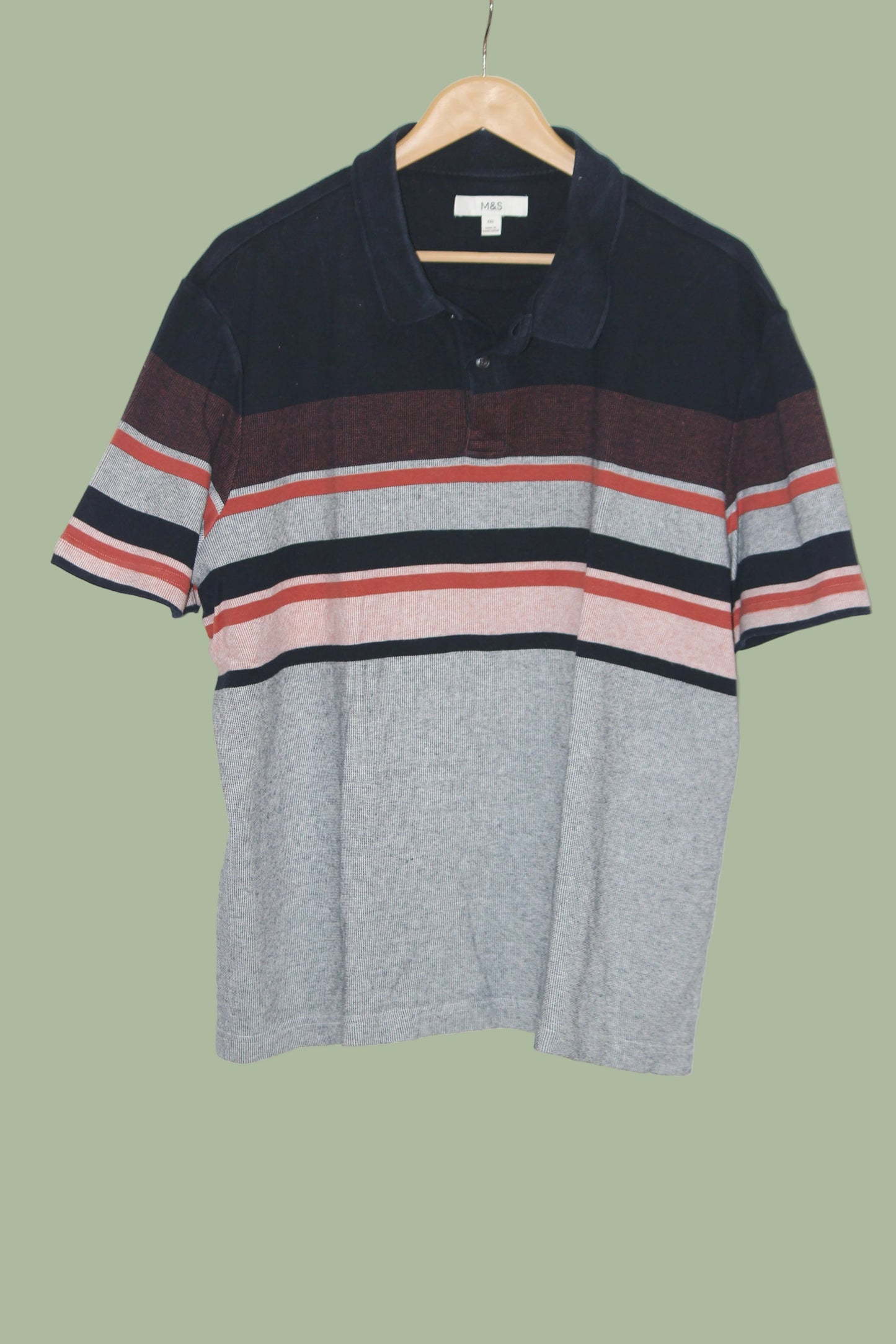 M&S Multi Color Cotton Knitted Polo T-Shirt for Men