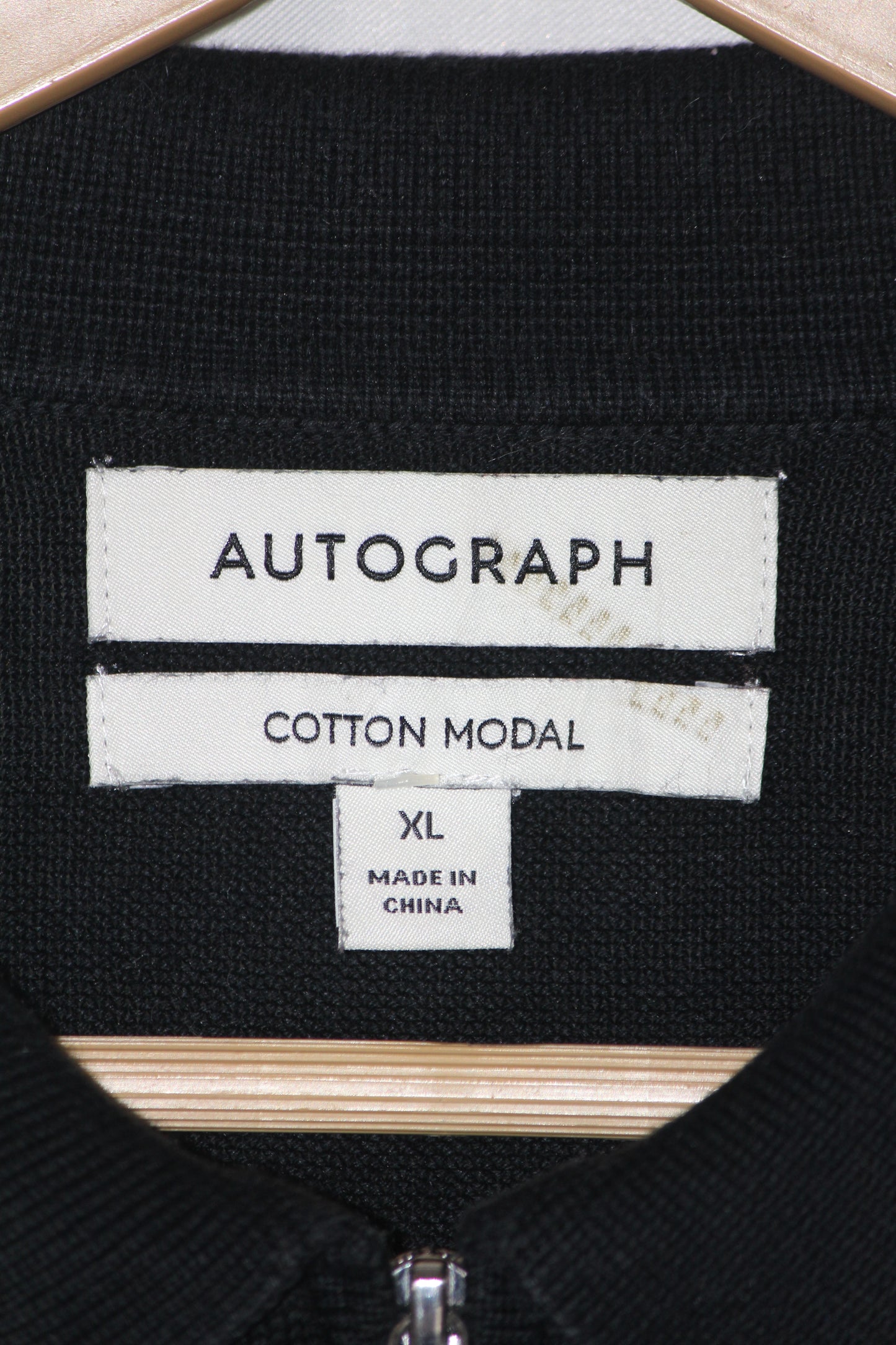 Autograph Black Quarter Zip Knitted Polo T-Shirt for Men