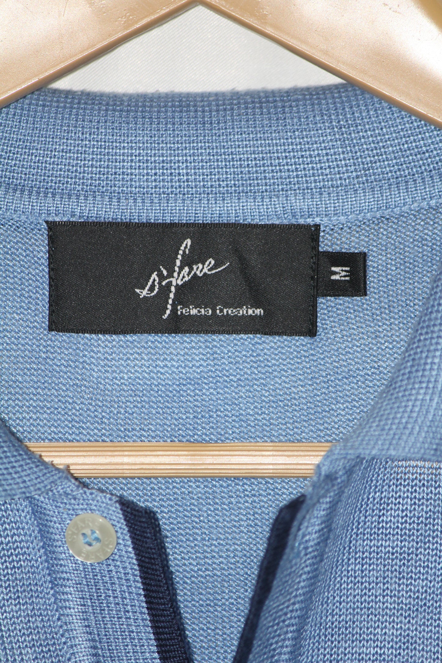 S’fare Blue Striped Cotton Knitted Polo T-Shirt for Men