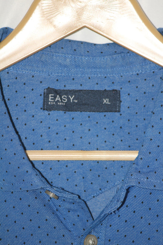 Easy Blue Printed Half Sleeve Button Down Shirt for Men