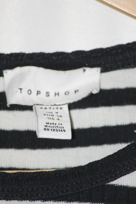 Topshop Black & White Striped Full Sleeve Crop Top – Small